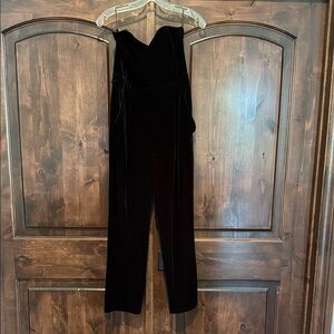 Express Elegant Black Velvet Strapless Jumpsuit